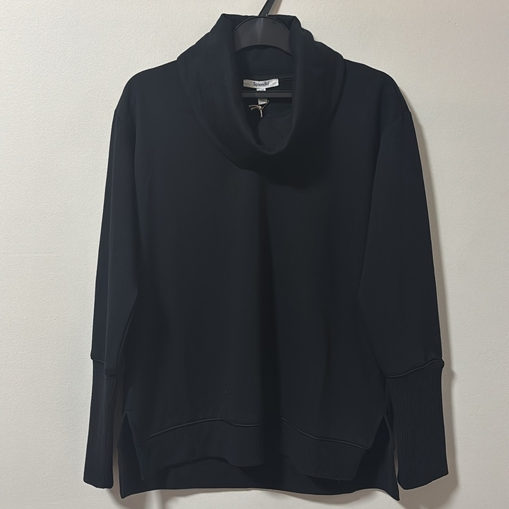 NWT SPLENDID (XS) Soft Fleece Plush Cowl Neck Pullover Casual Stretch Luxury - Picture 7 of 15